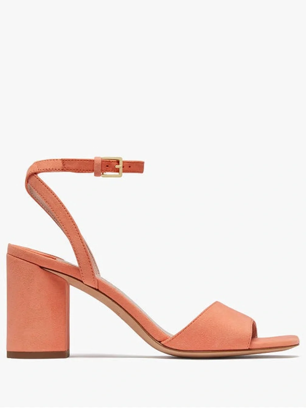 KATE SPADE Delphine Coral Suede Block Heel Ankle-Strap Sandals Shoe NWOB $198